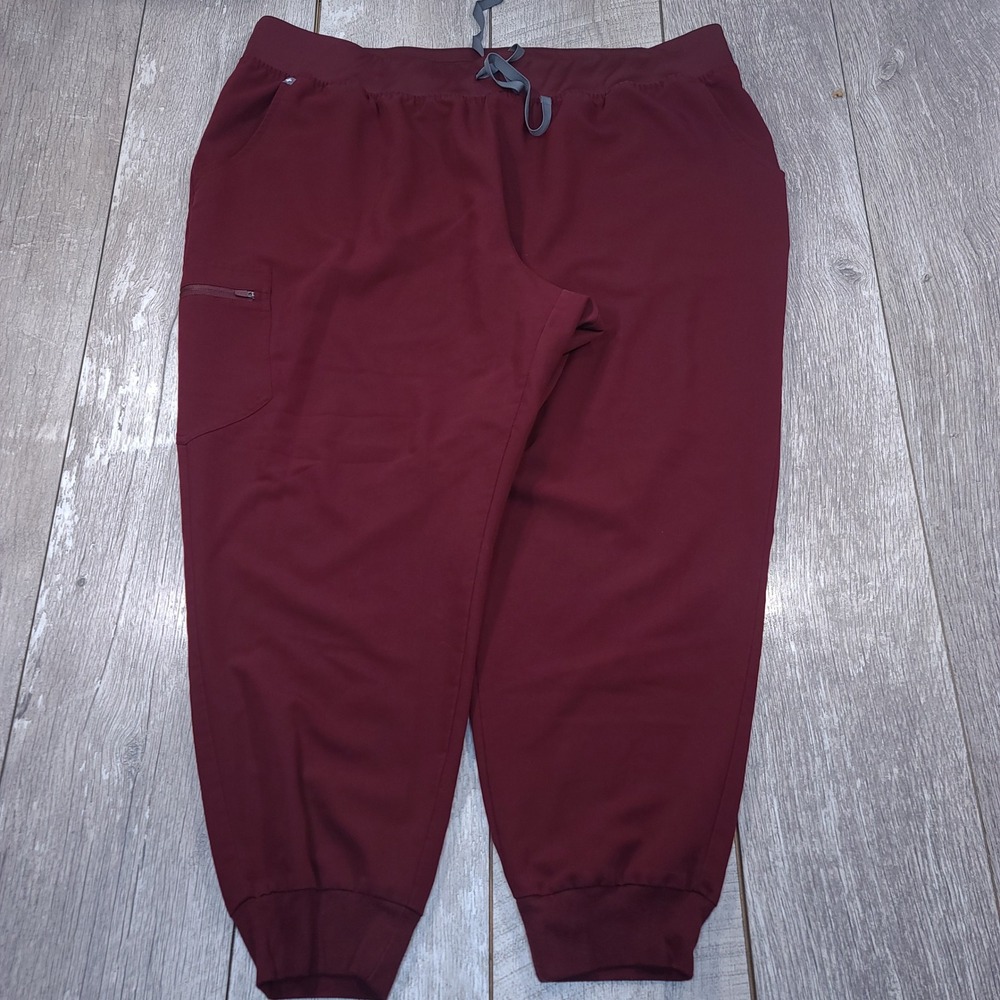 FIGS HW Zamora Scrub Pants Women 5XL Burgundy Jogger High Waist Medical